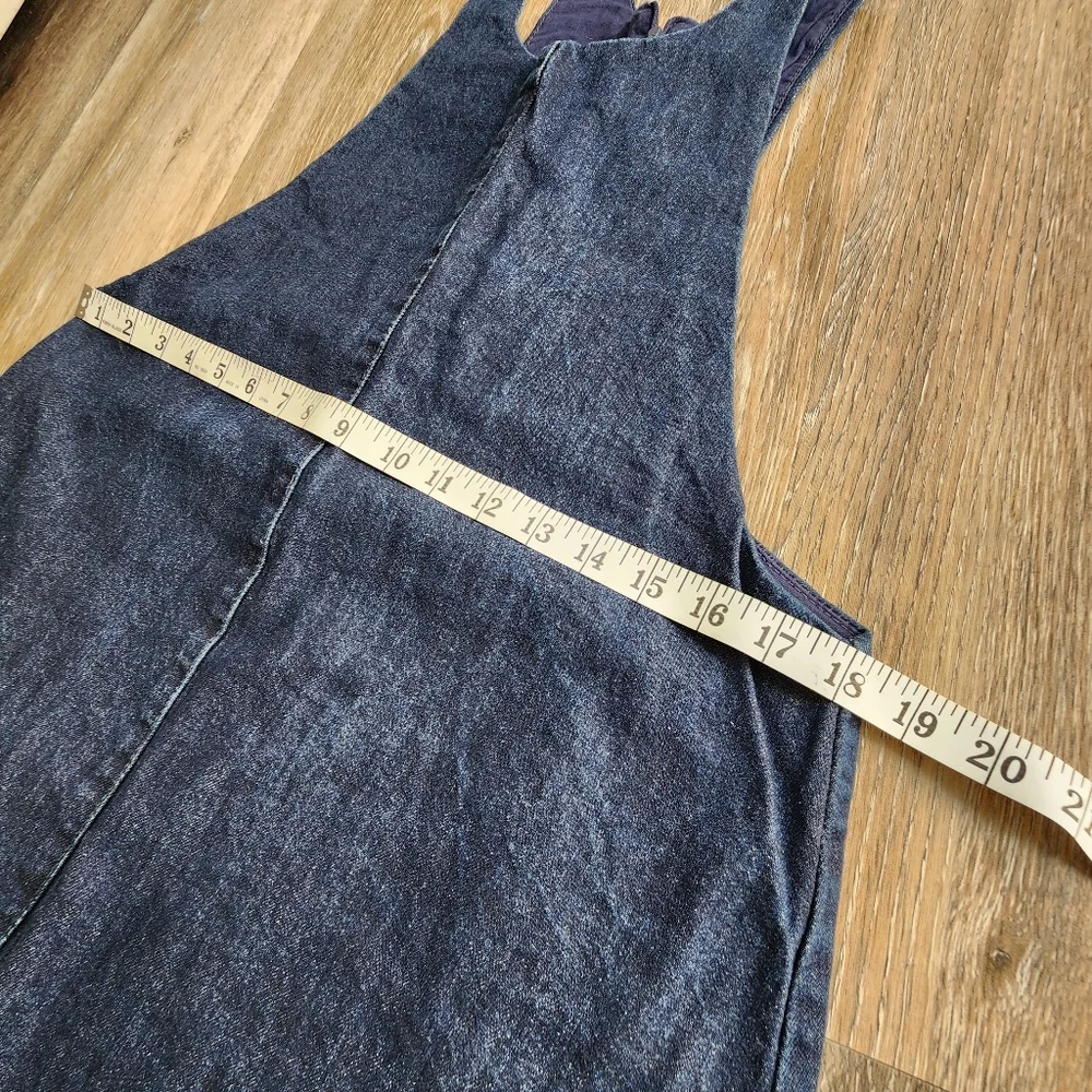 Zara Trafaluc Denim Overall Skirt Dark Blue Mini Size Large - Picture 13 of 13